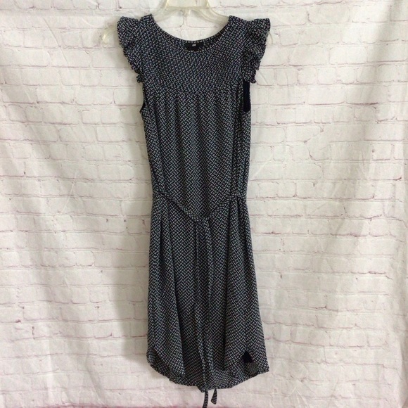 H&M Blue and White Flutter Sleeve Fully Lined Dress - Size 6 - Picture 1 of 9